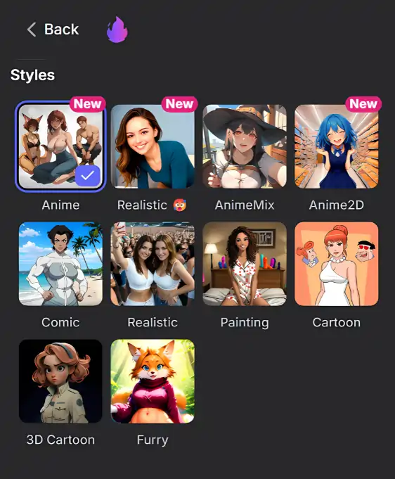 GirlfriendGPT AI Image Generator- Choose Art Styles