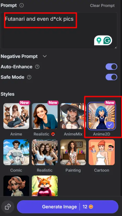 GirlfriendGPT Anime Style image generation