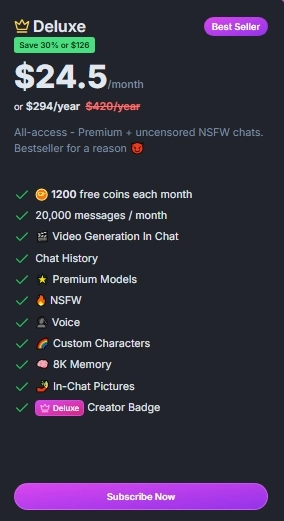 GirlfriendGPT Pricing- Deluxe Plan