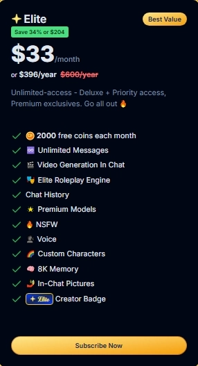 GirlfriendGPT Pricing- Elite Plan